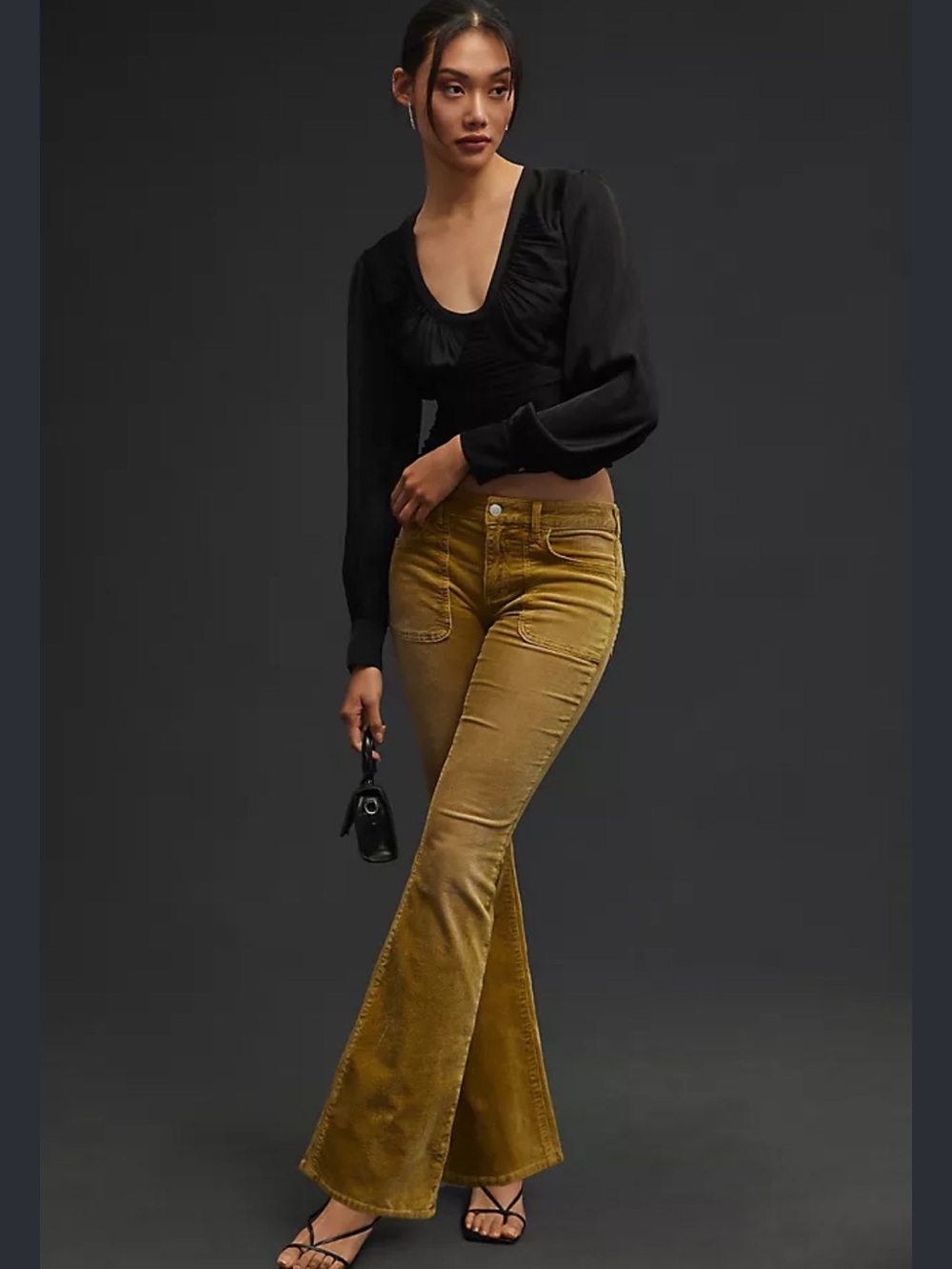 Anthropologie Pilcro Tan Corduroy The Icon Flare Jeans Size 25